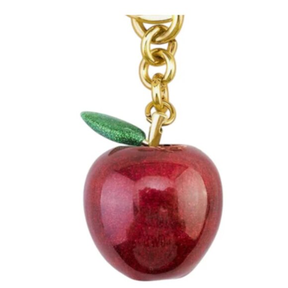 NWT Red Apple Bag Charm Keychain Cute Purse Accessory with Gold Green Leaves - Picture 3 of 3
